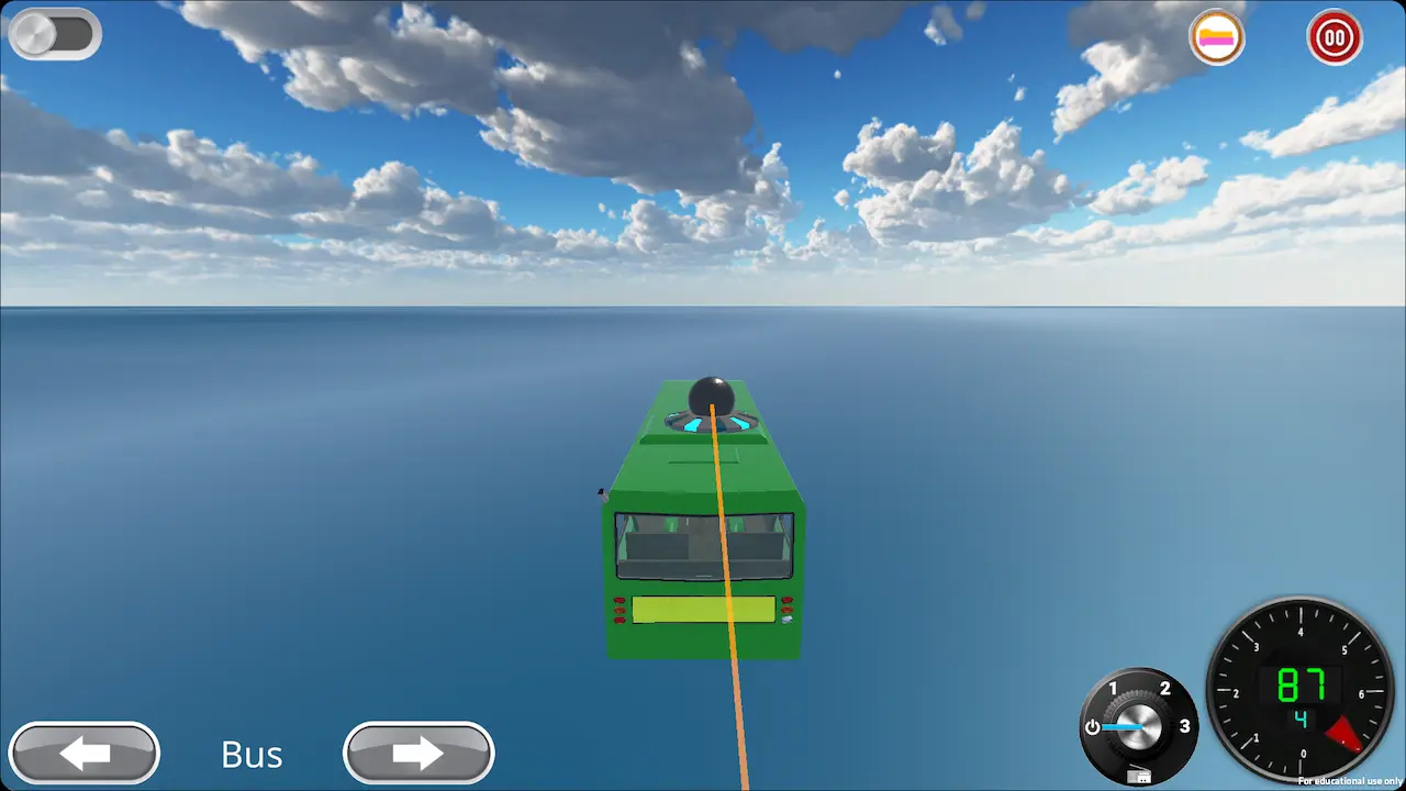 Bus in Acceleration City — top speed 87 km/h