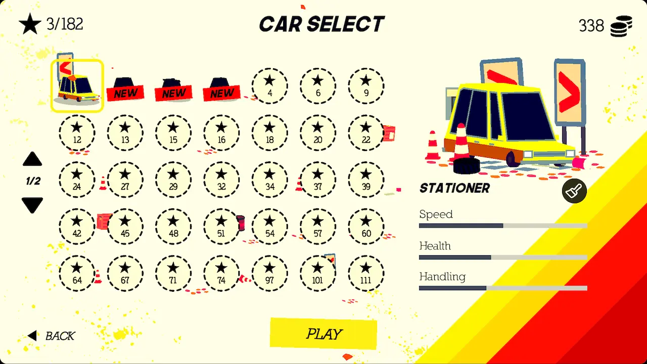 Mad Pursuit car selection