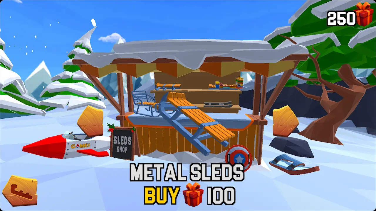 Sled Rider gift boxes and sleds