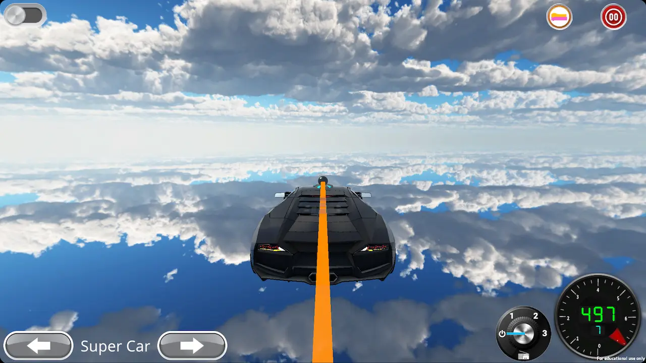 Super Car in Acceleration City — top speed 500 km/h