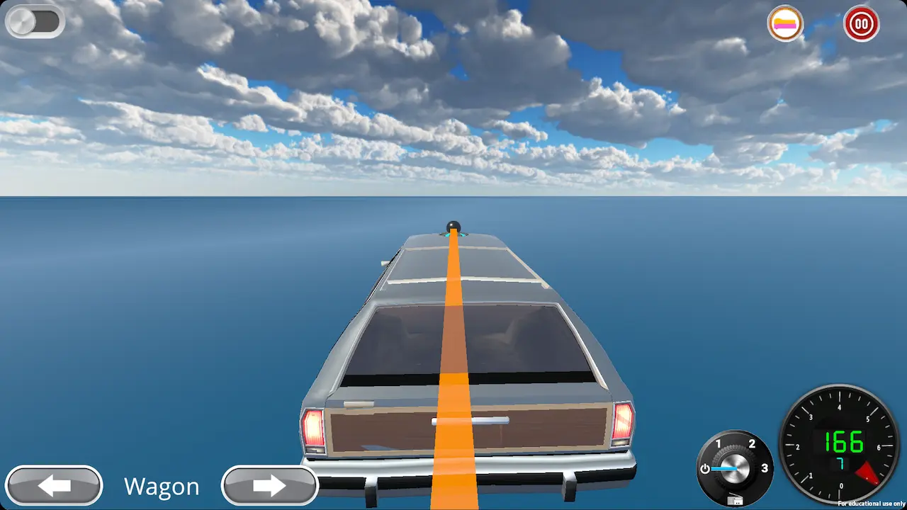 Wagon in Acceleration City — top speed 166 km/h